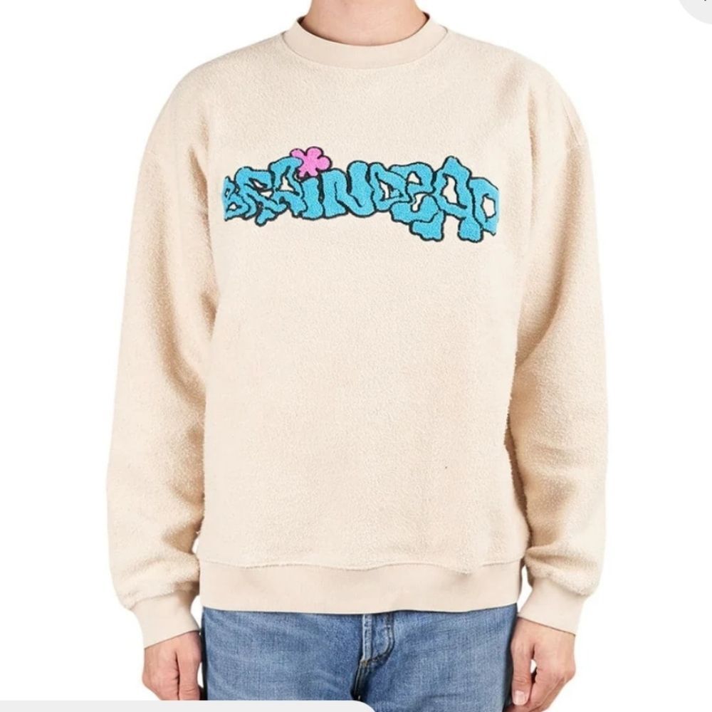 Brain Dead NWT Natural Slime Reverse Fleece Crewneck Size Large